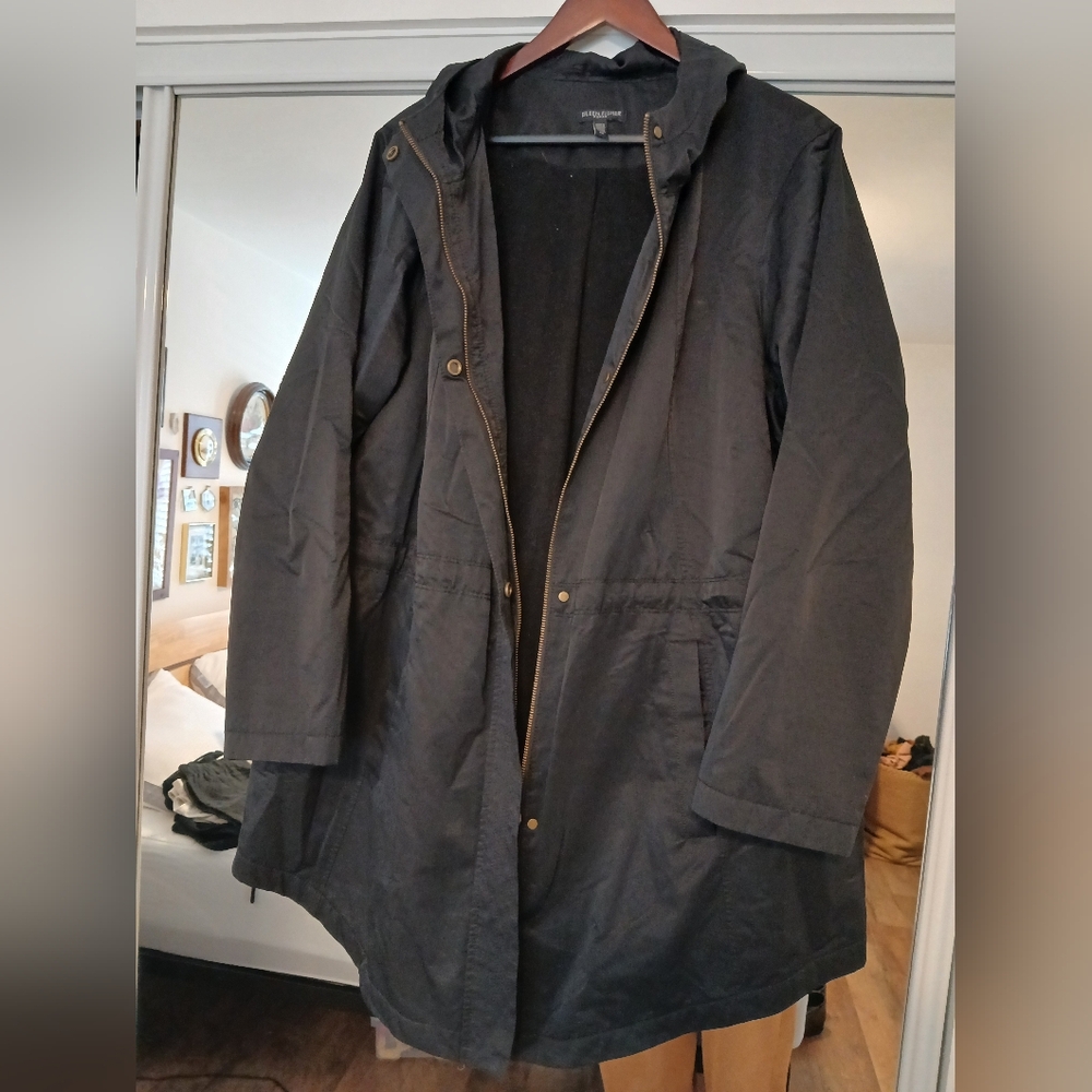 Eilleen Fisher Nylon Cotton Outerwear Hooded Jacket - Picture 2 of 8